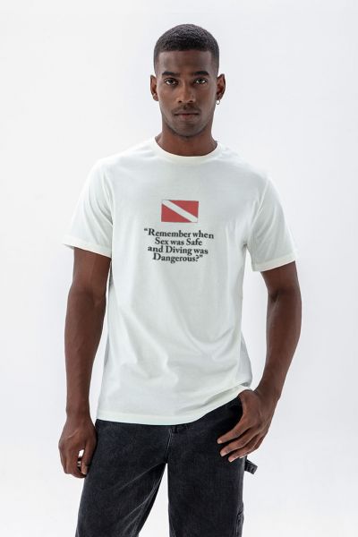 Off White Soft Fabric Sex was Safe Design Short Sleeve Tee