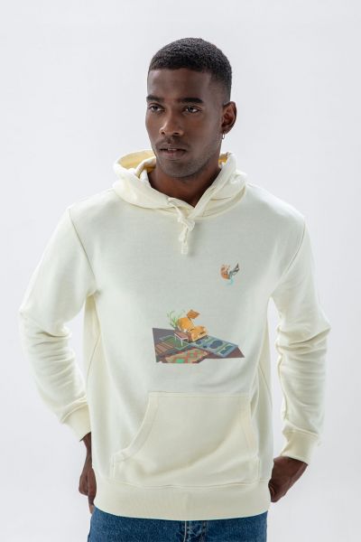 Ecru Premium Cotton Woolgather Design Pullover Hoodie