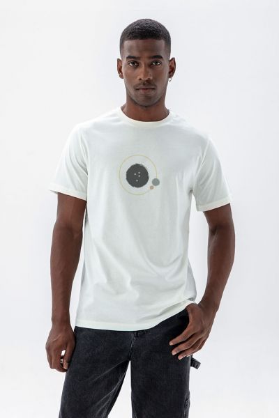 Off White Soft Fabric Galaxy / Black Hole Design Short Sleeve Tee