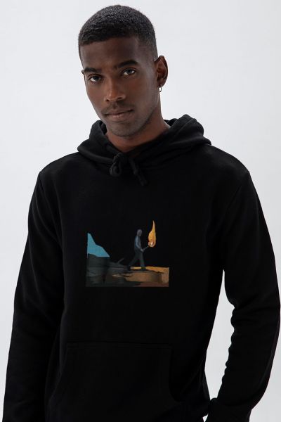 Black Premium Cotton Torcher Design Pullover Hoodie