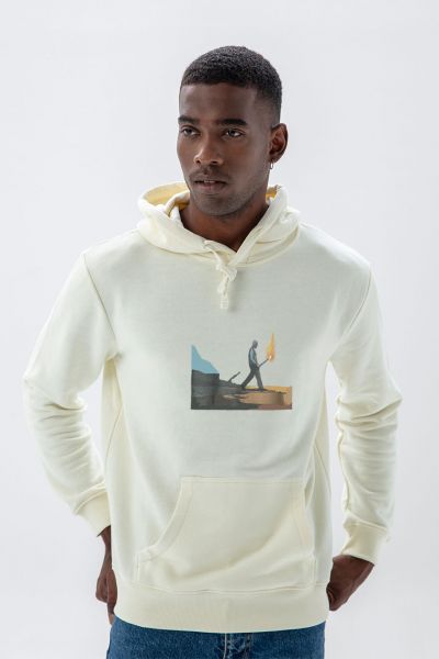 Ecru Premium Cotton Torcher Design Pullover Hoodie