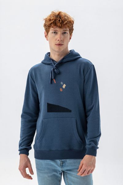 Navy Premium Cotton Lepenca Design Pullover Hoodie