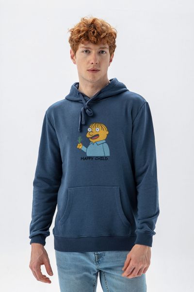 Navy Premium Cotton Happy Child Design Pullover Hoodie