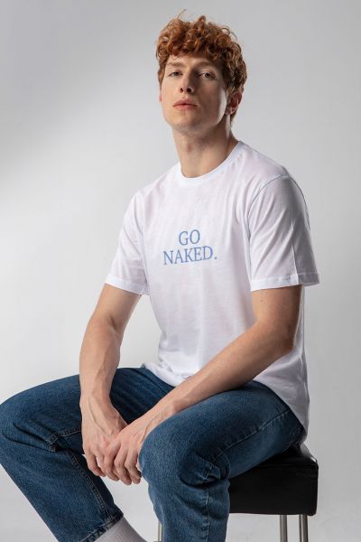 White Soft Fabric go naked Design Short Sleeve Tee