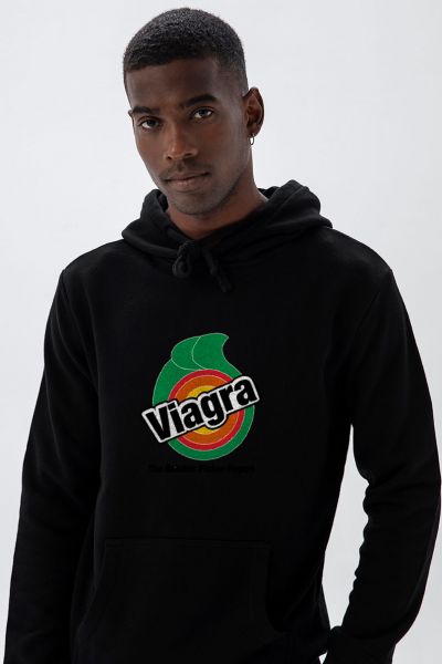 Black Premium Cotton Viagra Design Pullover Hoodie