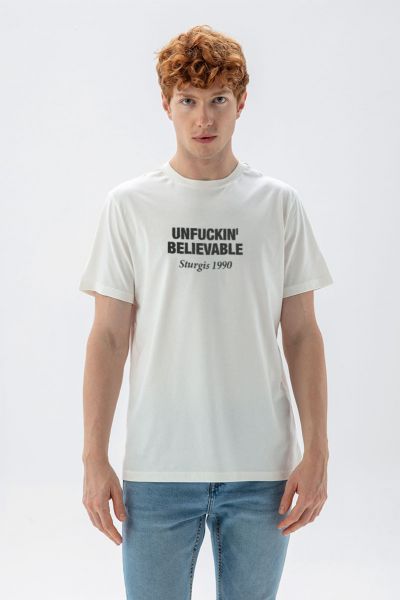 Off White Soft Fabric Unfuckin' believable Design Short Sleeve Tee