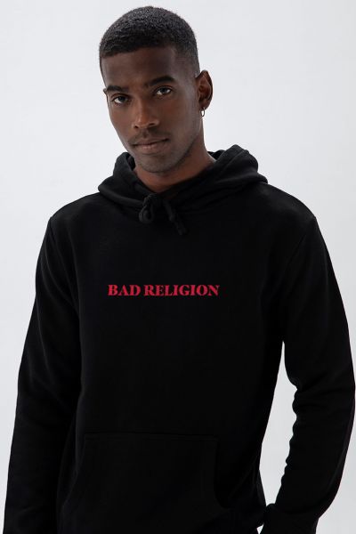 Black Premium Cotton Bad Religion Design Pullover Hoodie