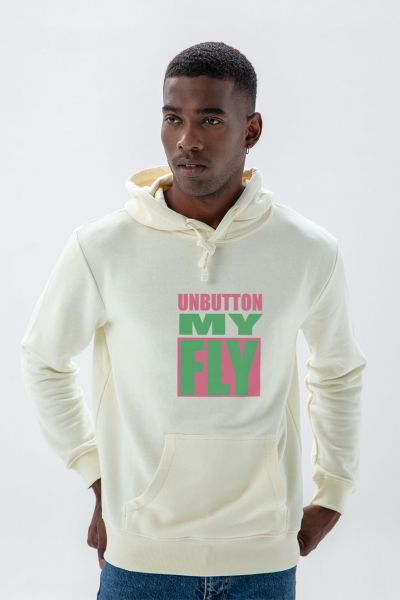 Ecru Premium Cotton Unbutton my fly Design Pullover Hoodie