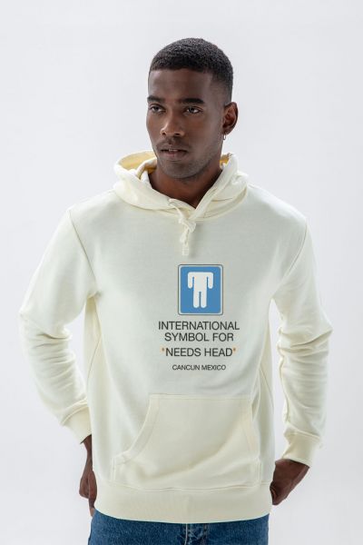 Ecru Premium Cotton needs head Design Pullover Hoodie