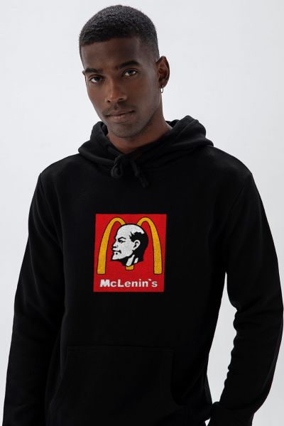 Black Premium Cotton Mc Lenin's Design Pullover Hoodie