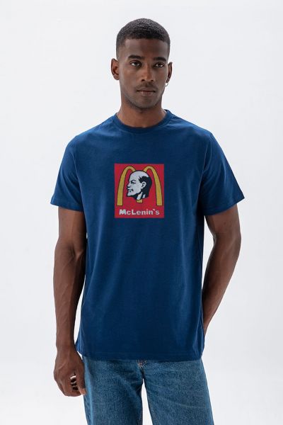 Navy Soft Fabric Mc Lenin's Design Short Sleeve Tee