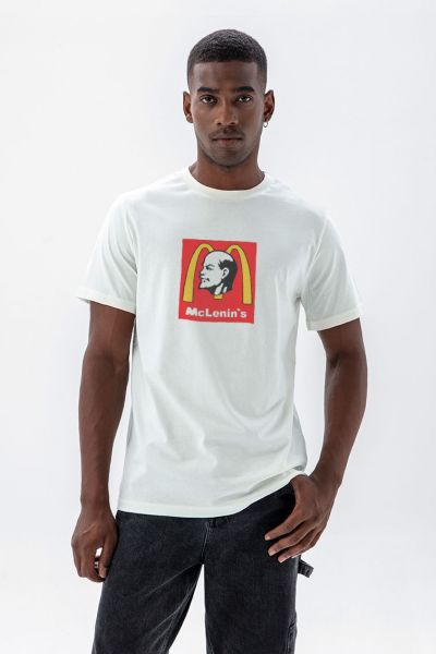 Off White Soft Fabric Mc Lenin's Design Short Sleeve Tee