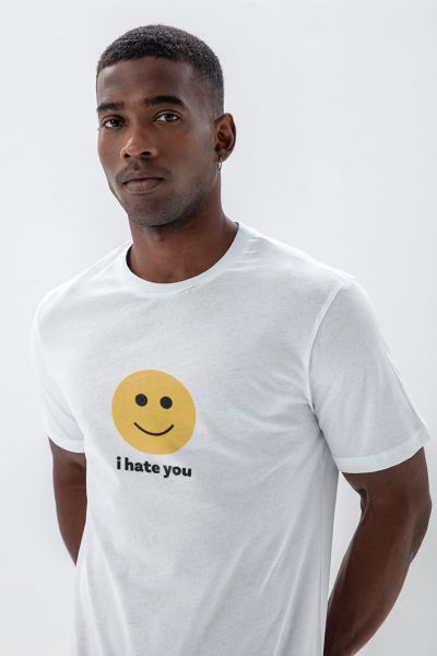 White Soft Fabric I hate you Design Short Sleeve Tee