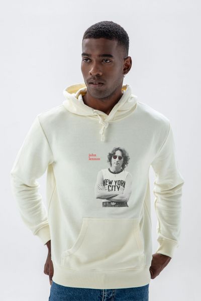 Ecru Premium Cotton John Lennon Design Pullover Hoodie