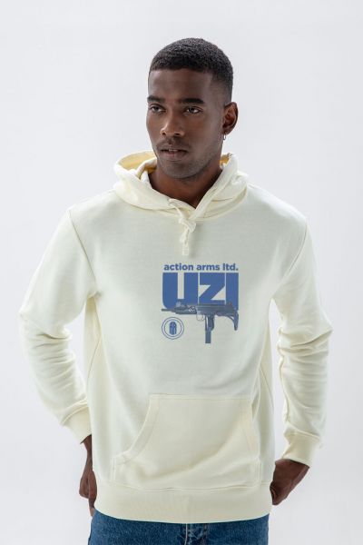 Ecru Premium Cotton uzi Design Pullover Hoodie