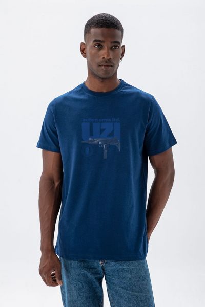 Navy Soft Fabric uzi Design Short Sleeve Tee