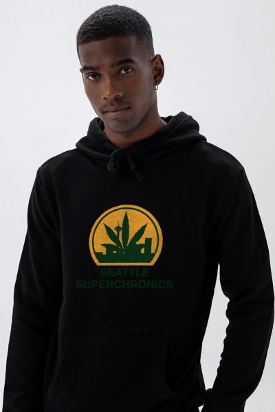 Black Premium Cotton seattle supersonics Design Pullover Hoodie