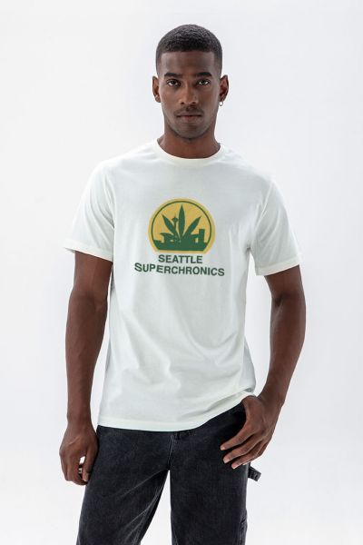 Off White Soft Fabric seattle supersonics Design Short Sleeve Tee