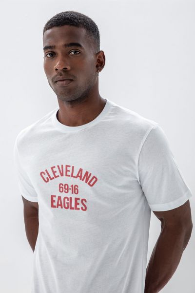 White Soft Fabric cleveland 69-16 eagles Design Short Sleeve Tee