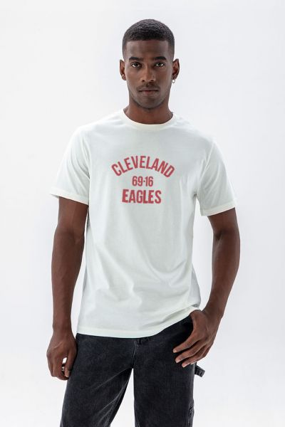 Off White Soft Fabric cleveland 69-16 eagles Design Short Sleeve Tee