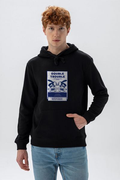 Black Premium Cotton double trouble Design Pullover Hoodie