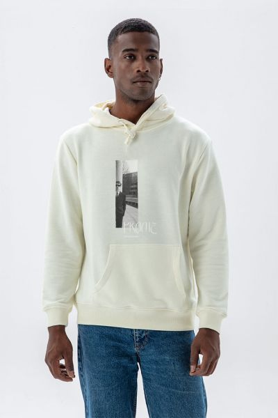 Ecru Premium Cotton Frame Design Pullover Hoodie