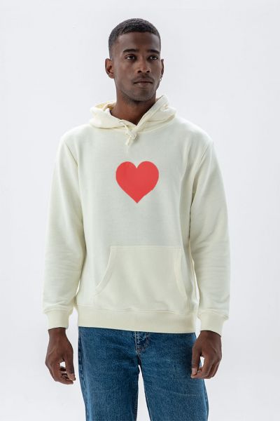 Ecru Premium Cotton Make Love Design Pullover Hoodie