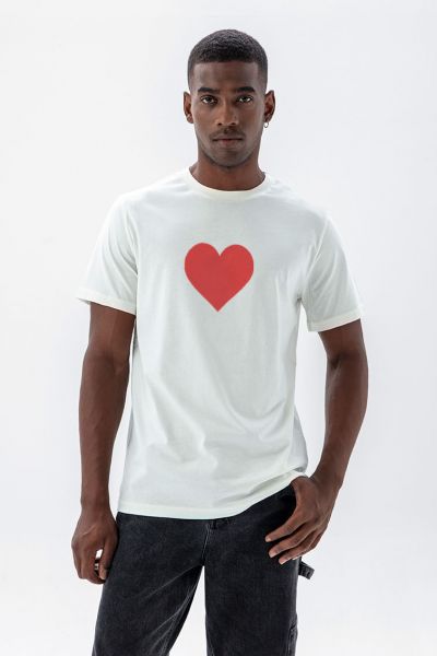 Off White Soft Fabric Make Love Design Short Sleeve Tee