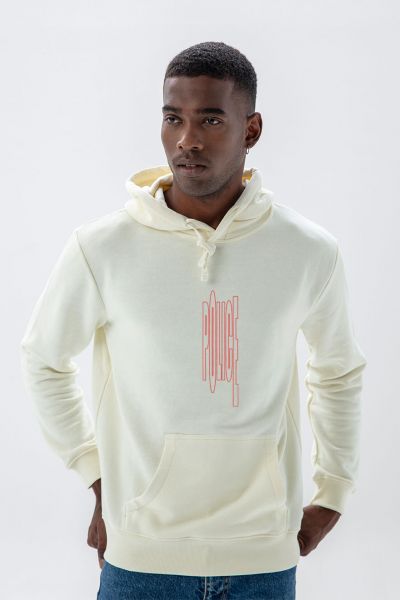 Ecru Premium Cotton Bribed Design Pullover Hoodie