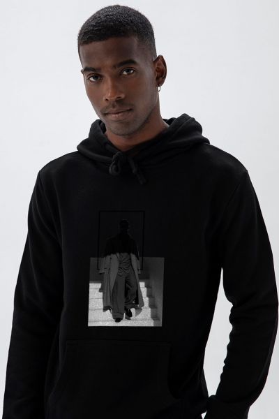 Black Premium Cotton The Man Design Pullover Hoodie