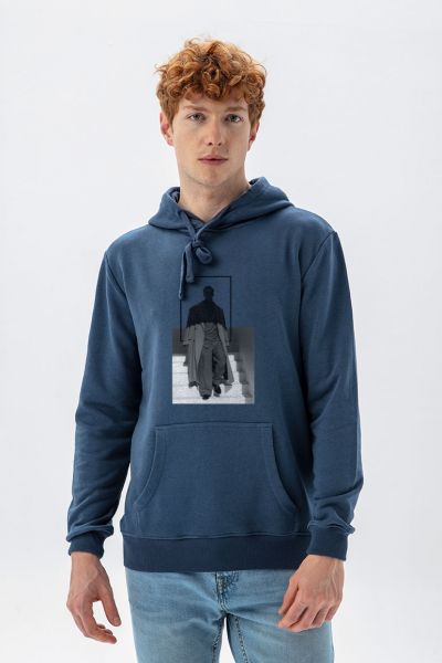 Navy Premium Cotton The Man Design Pullover Hoodie