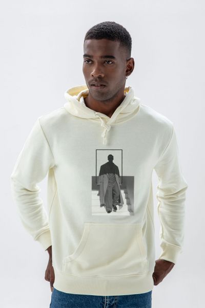 Ecru Premium Cotton The Man Design Pullover Hoodie