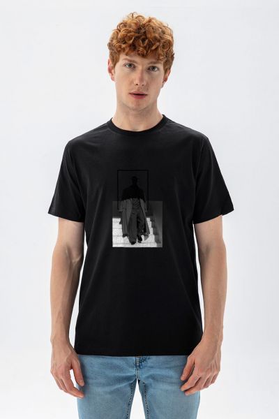 Black Soft Fabric The Man Design Short Sleeve Tee