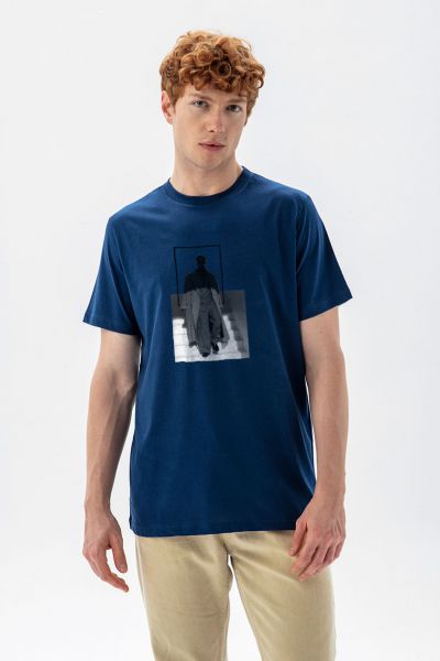 Navy Soft Fabric The Man Design Short Sleeve Tee