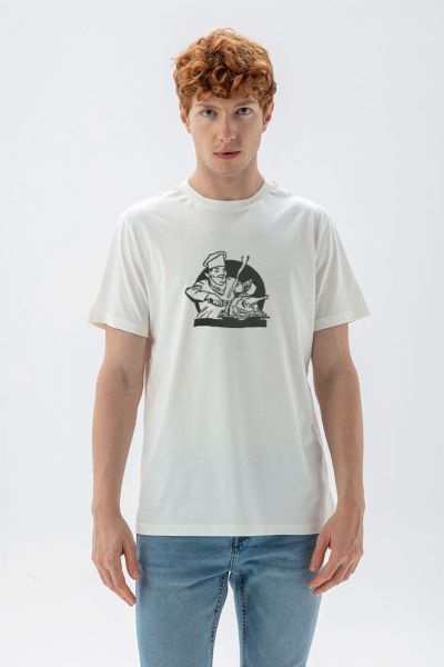 Off White Soft Fabric Thanksgiving Design Short Sleeve Tee