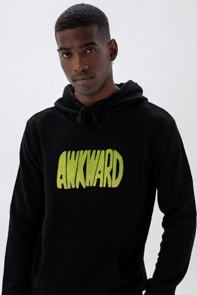 Black Premium Cotton Awkward Design Pullover Hoodie