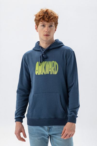 Navy Premium Cotton Awkward Design Pullover Hoodie