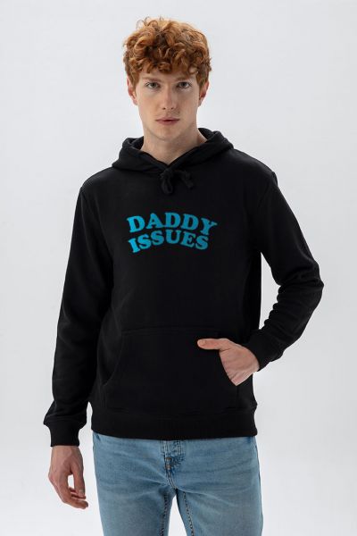 Black Premium Cotton daddy issues Design Pullover Hoodie