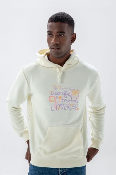 Ecru Premium Cotton Average Metal Lover Design Pullover Hoodie