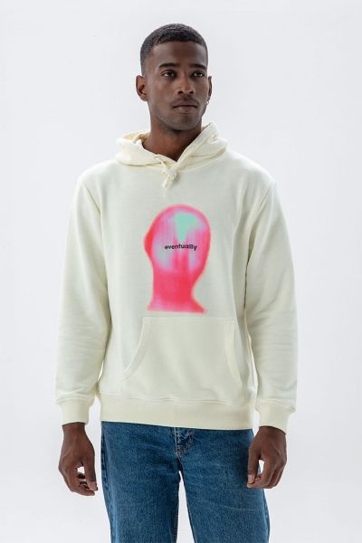 Ecru Premium Cotton Eventually Design Pullover Hoodie