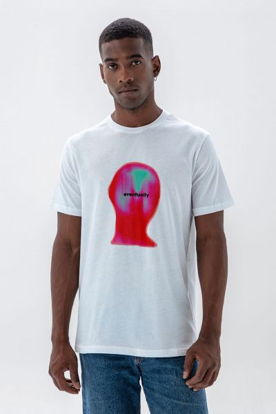 White Soft Fabric Eventually Design Short Sleeve Tee