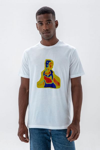 White Soft Fabric Y2K Distorted Human Design Short Sleeve Tee