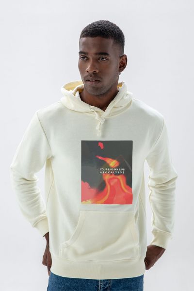 Ecru Premium Cotton Apocalypse, Your Lips My Lips Design Pullover Hoodie