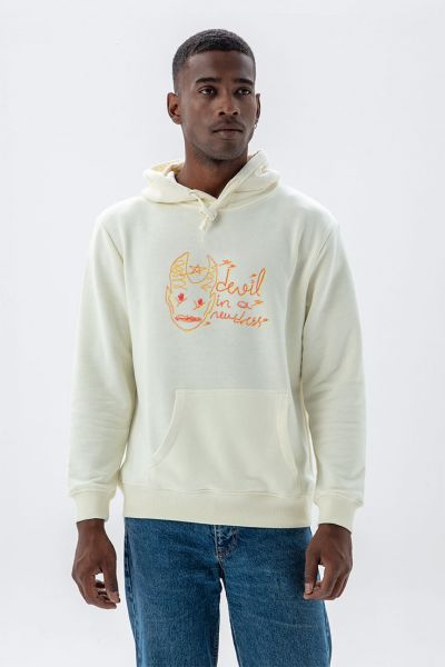 Ecru Premium Cotton Devil In A New Dress Design Pullover Hoodie