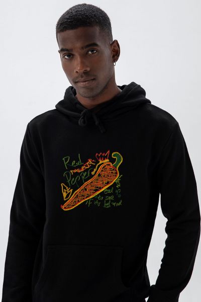 Black Premium Cotton Red Hot Pepper, Eat up to see if it is hot or not Design Pullover Hoodie