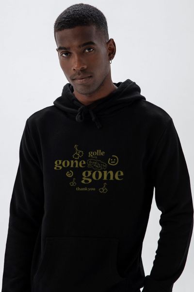 Black Premium Cotton Gone Gone Design Pullover Hoodie