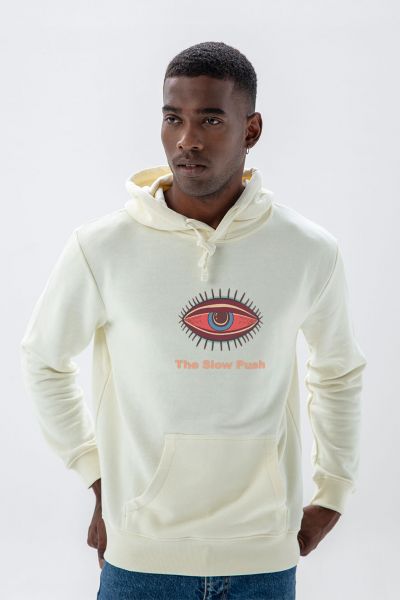 Ecru Premium Cotton The Slow Rush Design Pullover Hoodie