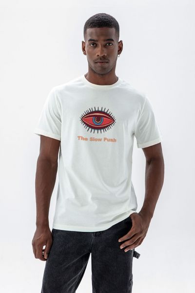 Off White Soft Fabric The Slow Rush Design Short Sleeve Tee