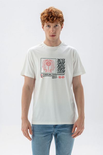 Off White Soft Fabric OCD Design Short Sleeve Tee