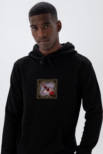 Black Premium Cotton  Design Pullover Hoodie